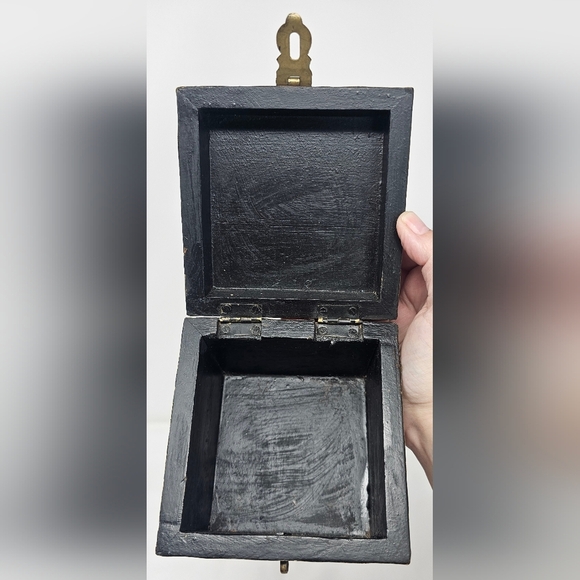 Handmade Pier 1 India Decorative Brass Wood Hinged Trinket Stash Box - Picture 9 of 13